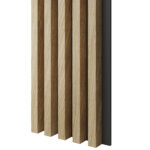 Europinio ąžuolo CPL Premium tašeliai ant juodos/baltos MDF plokštės | 300x46x2750 mm | suformuotas apdailos skydas