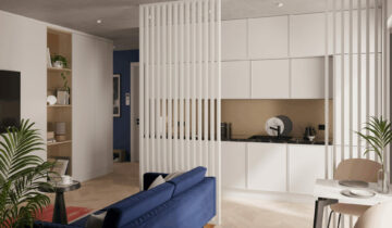 Ažūrinės lamelių pertvaros surinkimas