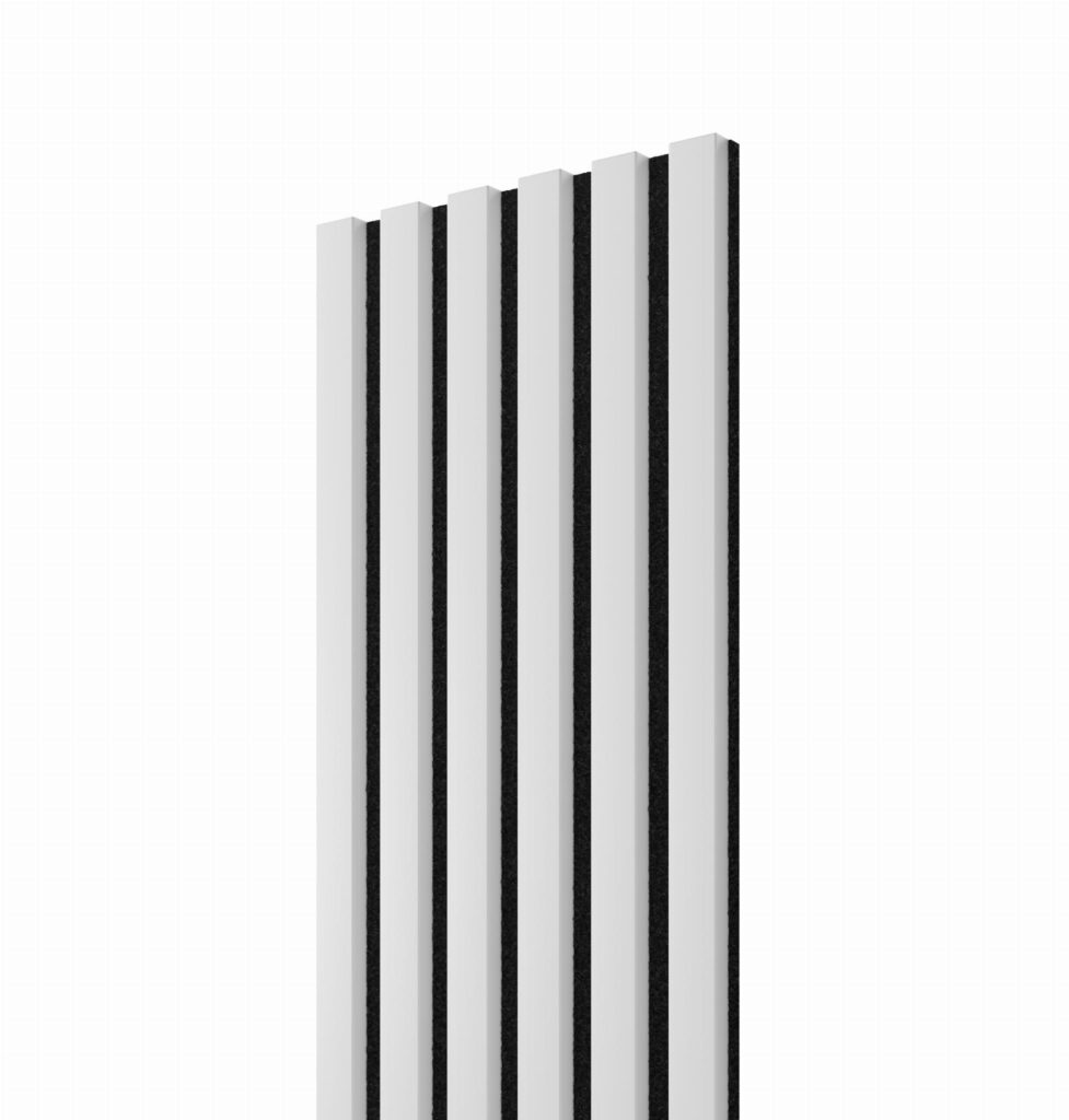 Baltos spalvos tašeliai ant juodo veltinio | 300x26x2750 | suformuotas apdailos skydas | kodas - LA30026275B