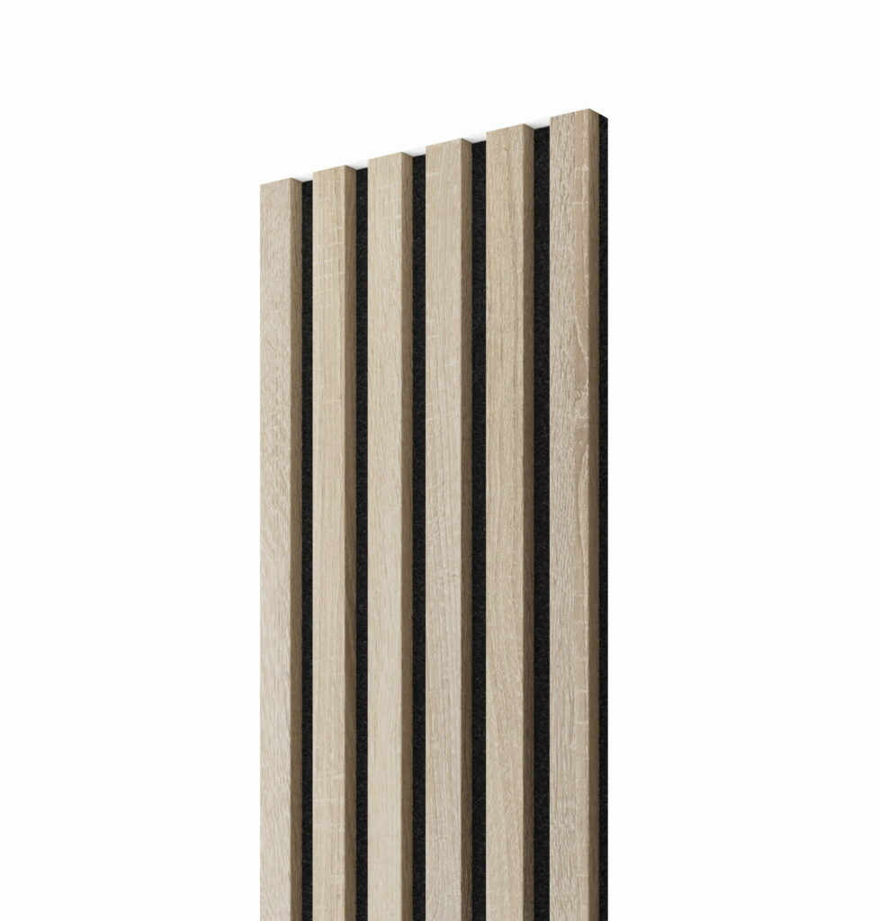 SONOMA ąžuolo tašeliai ant juodo veltinio | 300x26x2750 mm | suformuotas apdailos skydas | kodas - LA30026275SON