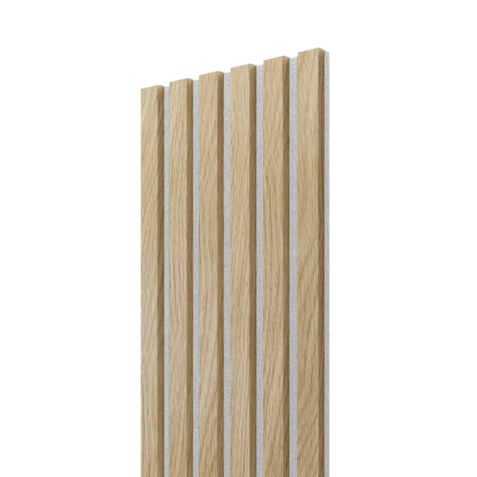 Europinio ąžuolo CPL Premium tašeliai ant pilko veltinio | 300x26x2750 mm | suformuotas apdailos skydas