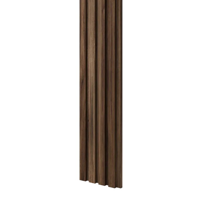 Riešuto spalvos mini lamelių apdailos plokštė | 123 x 16 x 2750 mm